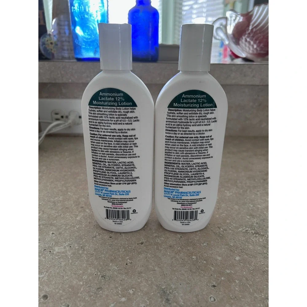 New Major Ammonium Lactate 12% Moisturizing Lotion 8oz Fragrance Free 2‎ Pack